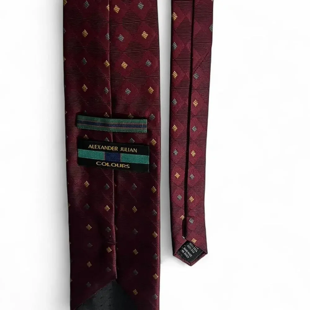 Alexander julian burgundy tie with